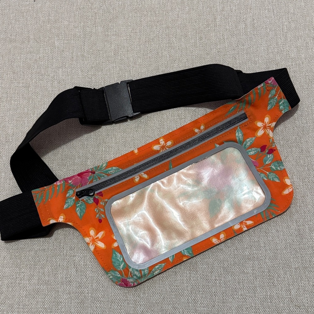 Tropical Slim BeltBag/Crossbody Bag-Clear View Pouch For Smart Phone-GUC-Orange